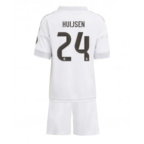 Lacne Dětský Futbalové dres Real Madrid Dean Huijsen #24 2025-26 Krátky Rukáv - Domáci (+ trenírky)